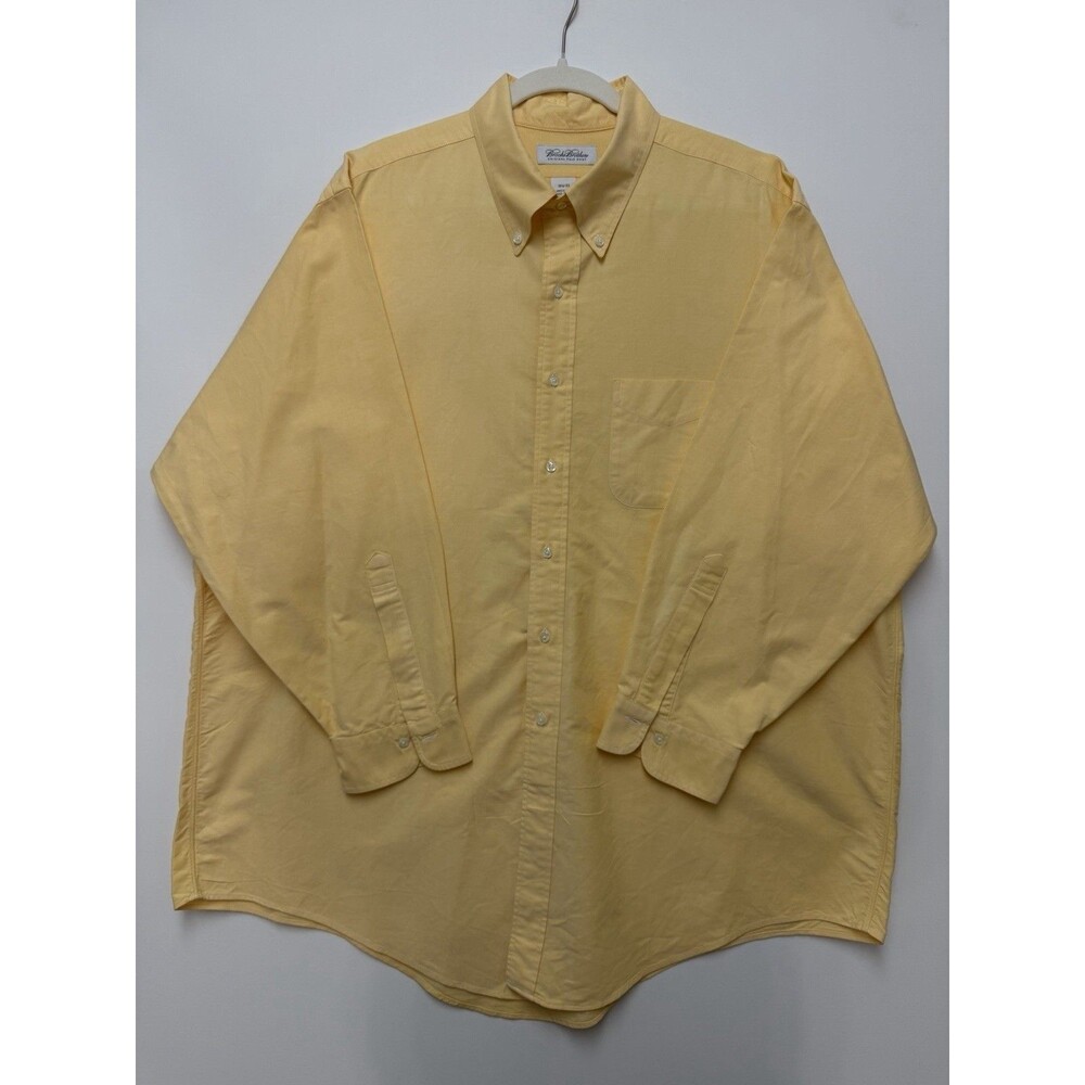 VTG Brooks Brothers Original Polo Shirt Mens 18.5 Yellow Made In USA Oxford 33
